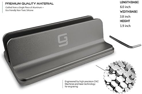 Vertical Laptop Stand for Desk [Adjustable] Sturdy Aluminum Dock Fits All Laptops (up to 20.3 inches) Space Saving, Mode