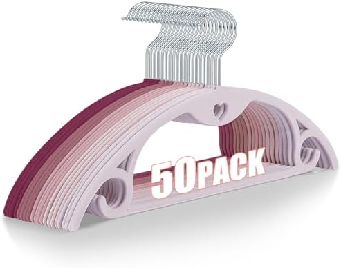 Velvet Hangers Felt Clothes Hangers 50 Pack Pink Multi