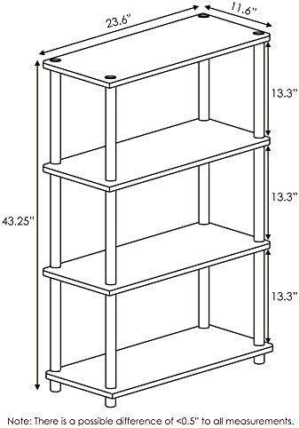 Furinno Turn-N-Tube Toolless 4-Tier Storage Shelves, Columbia Walnut