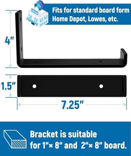 LEOPO 8 inch Shelf Brackets 12-Pack, 1/5" Thick Floating Shelf Bracket