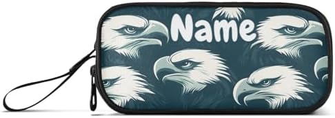 Custom Eagles Head Pencil Case Box Boys Girls Personalized Name Large Pencil Pouch Stationery Pen Bag Organizer for Kids Adults School Office