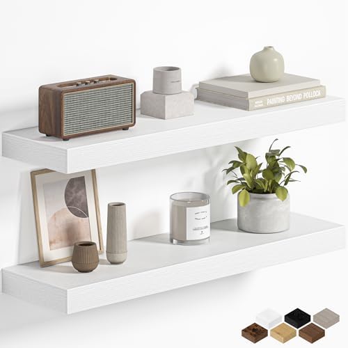 Fun Memories Floating Shelves for Wall 24 Inch, Set of 2 – Wall-Mounted Storage & Display Shelf with Invisible Bracket, 