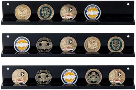 MyGift Premium Black Acrylic Challenge Coin Display Shelf, Set of 3