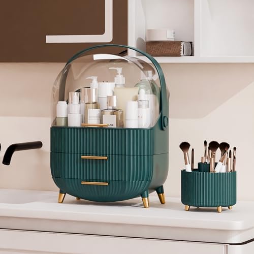 lurcns Makeup Organizers and Storage Make up Organizer for Vanity Cosmetics Skincare With Lid and Drawers Display Cases 