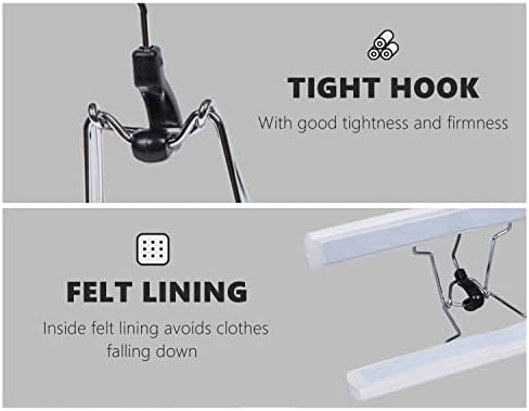 Amber Home 10 Pack White Wooden Pants Clip Hangers, Wood Skirt Hangers
