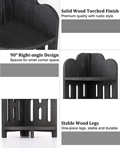 Meangood Bathroom Corner Shelf Stand, 3 Tier Solid Wood Display Shelf for Narrow Space, Shower Corner Shelf, Plant Stand