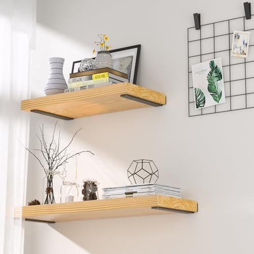 Floating Shelf Brackets 12 Inch 4 Pack, Hidden L Brackets for Shelves Black