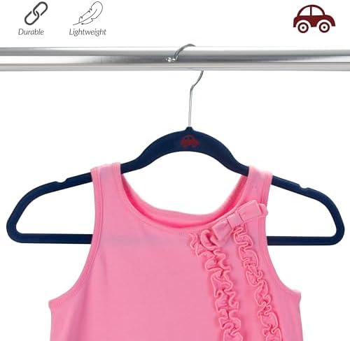 Simplify 25 Pack Kids Velvet Hangers | Slim | Non-Slip Design | Space Saving | Childrens Clothes | Shirts | Pants | Dresses | Baby Nursery | Closet Storage & Organization | Navy
