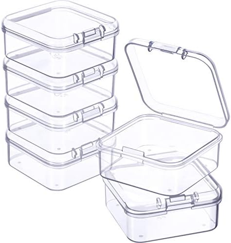 Jetec 6 Pieces Small Clear Plastic Storage Box, 1.7 x 1.7 x 0.8 Inch