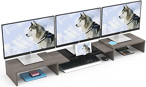 WESTREE Triple Dual Monitor Stand Riser, 56" Extra Long Monitor Stand for 1~2~3 Monitors, Monitor Stand with Length and 