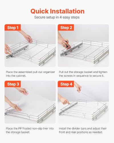VEVOR Pull Out Cabinet Organizer 21.14"W x 20.98"D Steel Slide Out Drawers