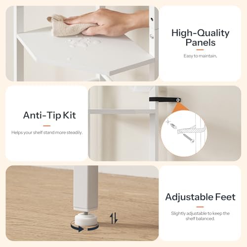 HOOBRO Narrow Corner Shelf Stand, 5-Tier Corner Shelf, 63” Tall Multipurpose Corner Bookshelf, Standing Display Shelf Pl