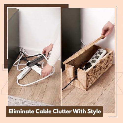 Wooden Floor Cord Cover - Antique Carved Pineapple Design for Cable Management and Cord Organizer - Elegant Solution for