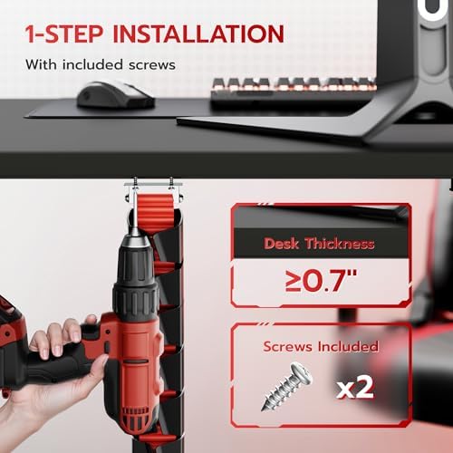 ARES WING Under Desk Cable Management Spine, Screw On Vertebrae Cable Management for Standing Desk, Length Adjustable Co