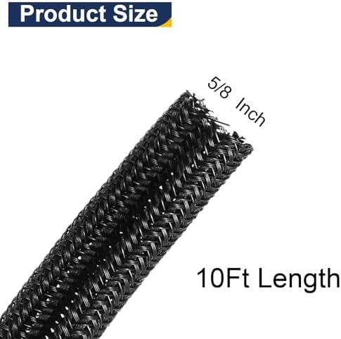 uxcell 10 Ft - 5/8 Inch Split Sleeving, Braided Cable Sleeving, PET Cable Management Wire Sleeve Cord Protector, Wire Wr