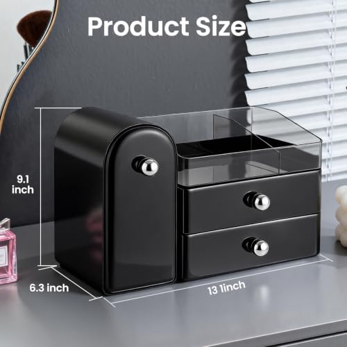 Makeup Organizer Countertop with Makeup Brush Holder,Black