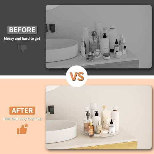 2 Pack Lazy Susan Organizer Turntable, Clear 9 Inch Rotating Organizer Tray for Cabinet Table Top, Round Non-Skid Refrig