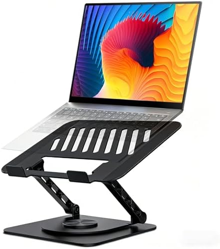 Adjustable Laptop Stand with 360 Rotating Base, Computer Stand for Laptop Ergonimic Foldable Laptop Riser for Desk Compa