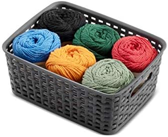 Set of 6 Plastic Storage Baskets - Small Pantry Organizer Basket Bins - Household Organizers with Cutout Handles for Kit