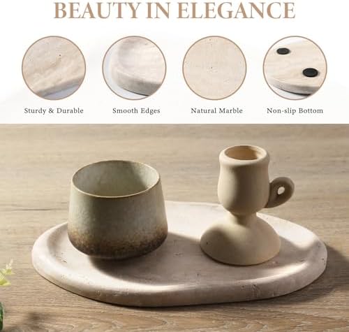 Koville Luxurious Natural Marble Vanity Tray, Cloud Shape Serving Stone Key Tray for Home Decor, 10" x 7" Marble Storage