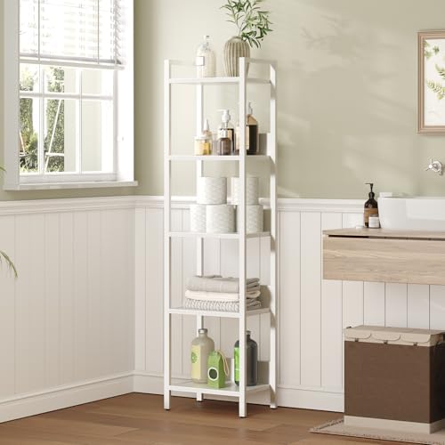 MAHANCRIS Bookshelf, 5-Tier Bookcase, Standing Book Shelf for Small Space, Storage Shelf Organizer, for Living Room, Bed