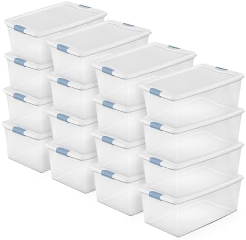 Sterilite Latching Box with Lids for Home and Office, 106 Quart, 16-Pack