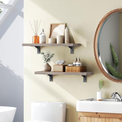HOOBRO Floating Shelves for Wall, 15.7" Wall Mounted Shelves Set of 2