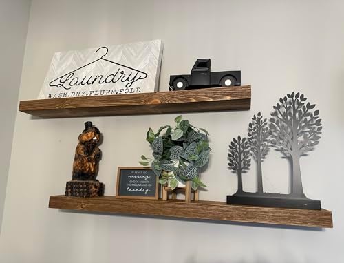 joelsantiques x2-36 Inch Wooden Floating Shelves for Wall -36x6x2 in -Made of Natural Wood - Long Heavy Duty Rustic Wall