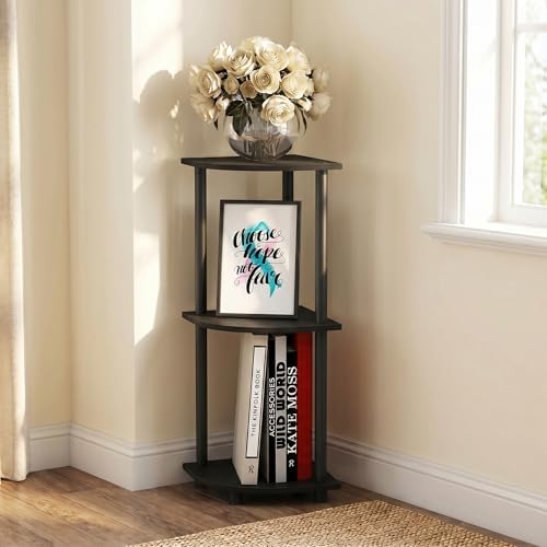 3-Tier Corner Shelf, Display Storage Shelves with Open Shelves, Corner Bookshelf for Organization and Storage, Home Offi