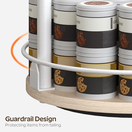YATINEY Lazy Susan Organizer, Rotating Spice Rack, 2 Tier Spice Turntable Organizer, Industrial Turntable Spice Holder, 