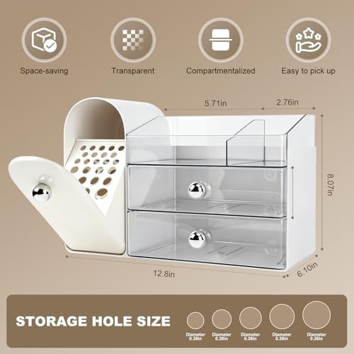 Makeup Organizer with Makeup Brush Holder, Vanity Organizer Large Cosmetic Display Cases, Skincare Organizers and Bathro
