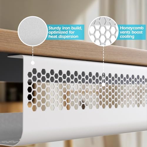 KHAMAL Cable Management Under Desk 52PCS - Cable Management Tray Kit Ventilated Hexagonal Design with Cable Clips, Wire 