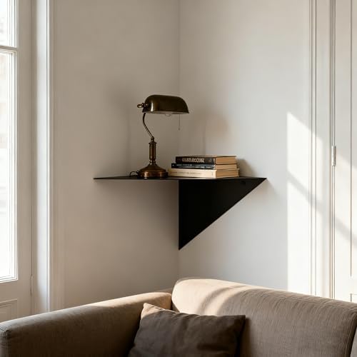 Corner Shelves Wall Mounted, Metal Floating Shelf Set of 2 for Wall Storage