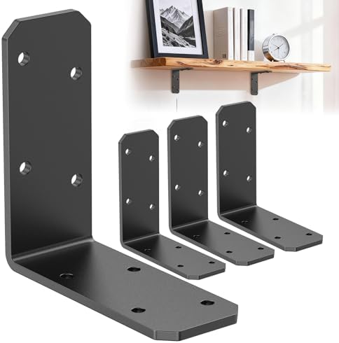 3x3 Inch Angle Bracket, 90 Degree Corner Bracket, Black, 4 Pack