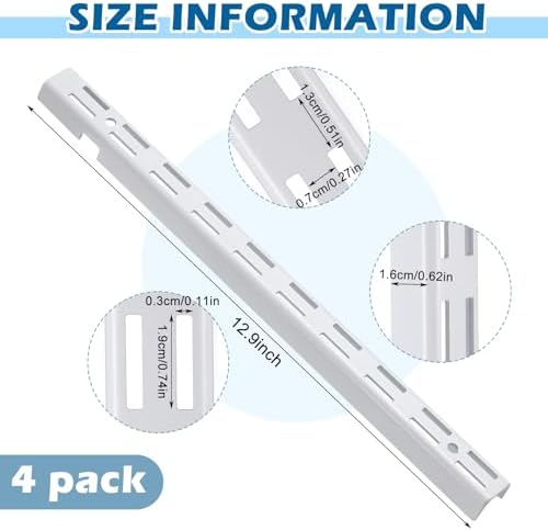4 Pcs 12 Inch Dual Track Brackets Shelf System Upright Wall Shelving Rail