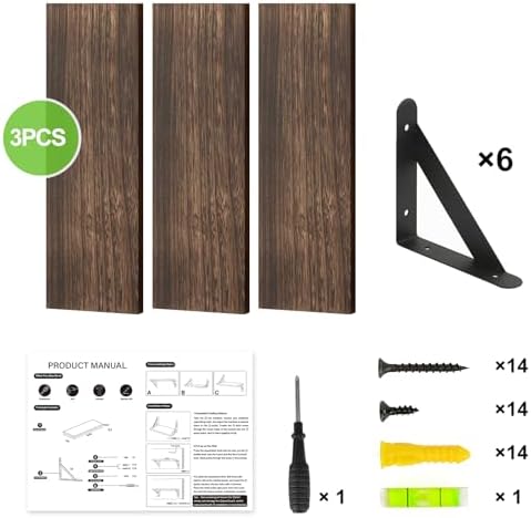Fixwal Wall Floating Shelves for Home Decor (Brown, Set of 3, 16.5 Inch)