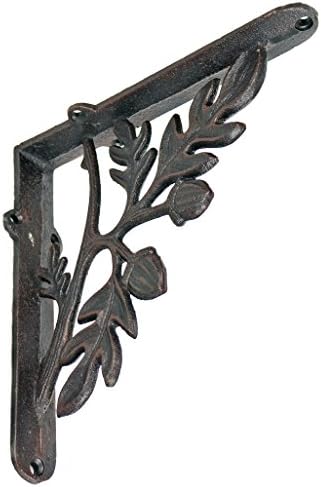 NACH Decorative Shelf Brackets, 2 Pack of 9 x 2.2 x 9 inch, Black Cast Iron Rustic Shelf Brackets - Metal Shelf Brackets