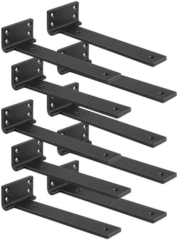 Black Floating Shelf Brackets 10 inch 10 Pack L Brackets for Floating Shelves Metal Heavy Duty Shelf Bracket for DIY She
