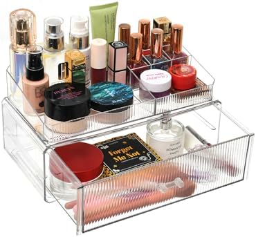 ZHIAIstackable storage drawer, transparent acrylic storage box, cosmetics and beauty product storage organizer, suitable