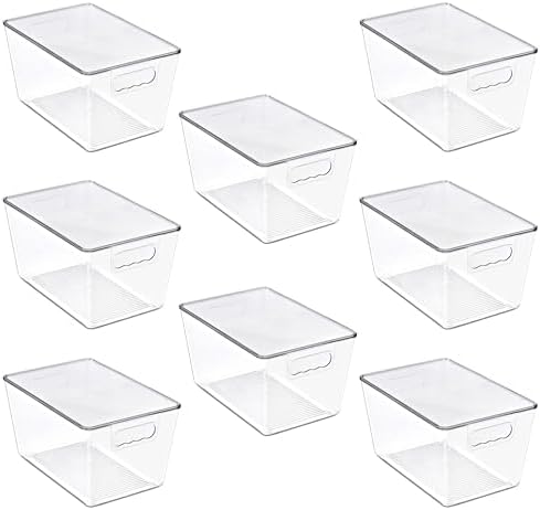 Sorbus Clear Storage Bins with Lids for Kitchen (Large, 8 Pack)