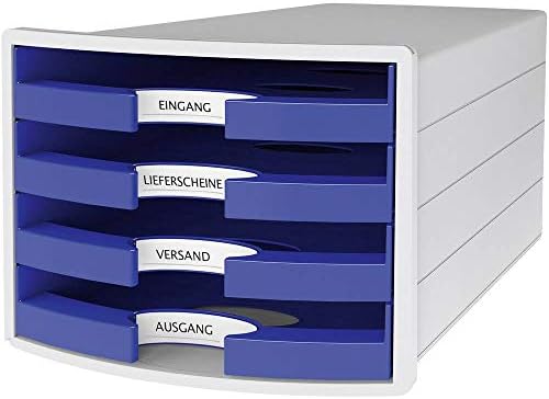 HAN 1013-14 Impuls Drawer Box DIN A4/C4 4 Open Drawers Blue