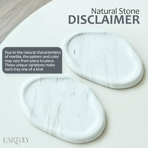 Natural Marble Trinket Tray – 9"x6" Cloud Shaped Decorative Dish for Jewelry, Keys, Perfume, Cosmetics, Vanity, Bathroom