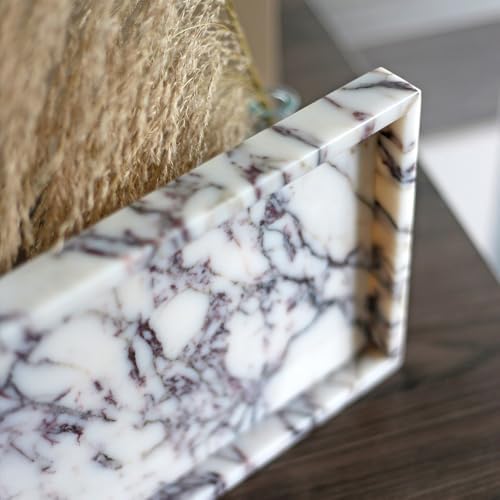Luxurious Natural Marble Tray Hand Towel Organizer for Disposable Paper Napkins, Jewelry, Makeup Bathroom Vanity Sink Co