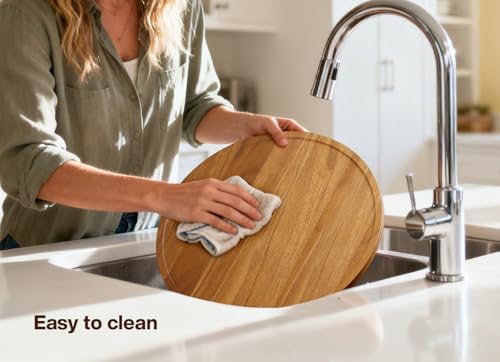14" Acacia Wood Lazy Susan Turntable Organizer for Table Top, Round Wooden Lazy Susan Storage for Cabinet Countertop Pan