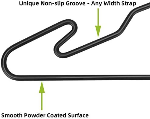 Black Metal Hangers, Heavy Duty Clothes Hangers with Non-Slip Grooves, Slim Space Saving Coat Hangers - 20 Pack Black