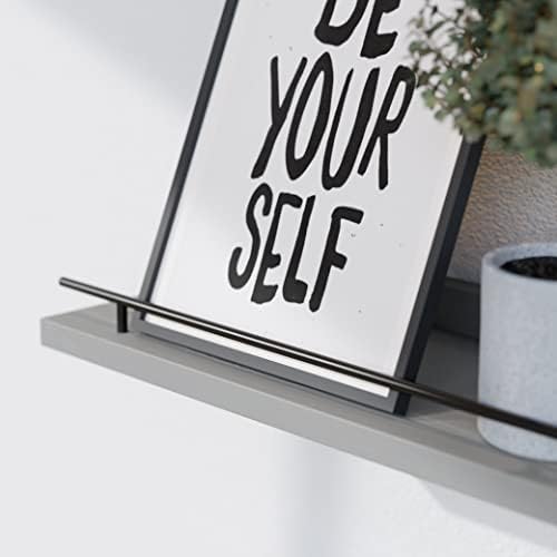 WOPITUES Floating Shelves 24 inch for Wall Decor Set of 3, Grey