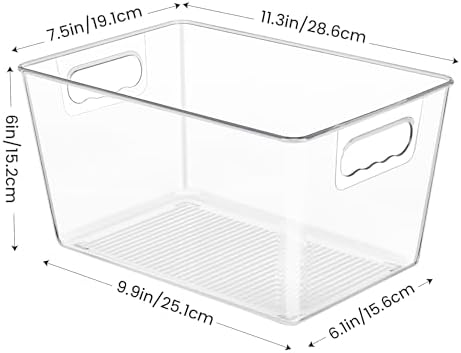 YIHONG Clear Pantry Storage Organizer Bins, 20 Pack Plastic Food Storage Bins with Handle for Kitchen,Refrigerator, Free