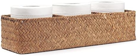 Seagrass Tank Basket for Toilet Paper 3 Sections 16.5 x 5.5 x 3.5inch
