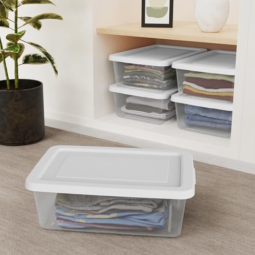 Sterilite Storage Box Stackable Tote, White, 12 Quart, 24 Pack
