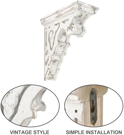 BIG FORTUNE Set of 4 Corbels for Shelves Wood Corbels Decorative,L7.2X W3.1x H7.8 Inches,Shelf Brackets Wooden Vintage S